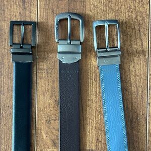 Set of Three Reversible Leather Belts  34 waist